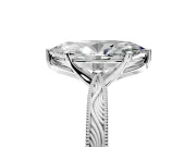 Solitaire Engagement Ring Setting for Marquise Center with Engraved Milgrain Band and Prong Head in Platinum