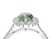 Milgrain Floral Halo Engagement Ring Setting for Fancy Green Marquise Center with Pave Band and Prong Head in Sterling Silver