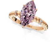Rope Engagement Ring Setting for Fancy Pink Marquise Center with Accent Shoulders and Prong Head in Rose Gold
