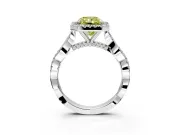 Halo Engagement Ring Setting for Fancy Yellow Radiant Cut Center with Twist Band and Prong Head in Sterling Silver
