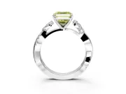 Floral Engagement Ring Setting for Fancy Yellow Asscher Cut Center with Trailing Marquise Accents and Prong Head in Platinum