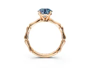 Solitaire Engagement Ring Setting for Fancy Blue Round Cut Center with Bamboo Band and Prong Head in Rose Gold