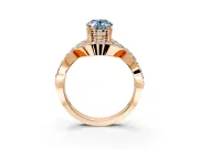Halo Engagement Ring Setting for Fancy Blue Oval Center with Pave Infinity Twist Band and Prong Head in Rose Gold