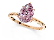 Solitaire Engagement Ring Setting for Fancy Pink Pear-Shaped Center with Plain Twisted Rope Band and Prong Head in Rose Gold