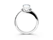 Paired Accent Engagement Ring Setting for Fancy Blue Radiant Cut Center with Pave Band and Prong Head in Platinum