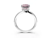Solitaire Engagement Ring Setting for Fancy Pink Princess Cut Center with Raised Channel Band and Prong Head in White Gold