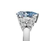 Solitaire Engagement Ring Setting for Fancy Blue Pear-Shaped Center with Marquise Flower Shoulders and Prong Head in Sterling Silver