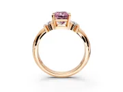 Solitaire Engagement Ring Setting for Fancy Pink Radiant Cut Center with Grooved Bar Accent Band and Prong Head in Rose Gold