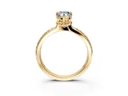 Solitaire Engagement Ring Setting for Fancy Blue Pear-Shaped Center with Raised Channel Band and Prong Head in Yellow Gold