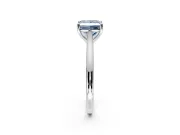 Solitaire Engagement Ring Setting for Fancy Blue Princess Cut Center with Narrow Cathedral Band and Prong Head in White Gold