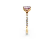 Solitaire Engagement Ring Setting for Fancy Pink Princess Cut Center with Fine Pave Accents and Prong Head in Yellow Gold