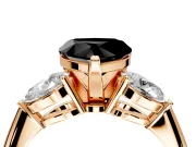 3 Stone Engagement Ring Setting for Fancy Black Heart-Shaped Center with Large Pear-Shaped Accents and Prong Head in Rose Gold