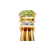 Solitaire Engagement Ring Setting for Fancy Yellow Cushion Cut Center with Grooved Bar Accent Band and Prong Head in Yellow Gold