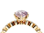 Solitaire Engagement Ring Setting for Fancy Pink Marquise Center with Bezel-Dot Beaded Band and Prong Head in Yellow Gold