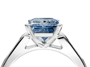 Solitaire Engagement Ring Setting for Fancy Blue Princess Cut Center with Channel Accents and Prong Head in Sterling Silver