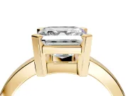 Solitaire Engagement Ring Setting for Asscher Cut Center with Plain Band and Flat Tab Prong Head in Yellow Gold
