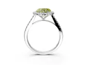 Halo Engagement Ring Setting for Fancy Yellow Heart-Shaped Center with Narrowing Pave Band and Prong Head in Sterling Silver