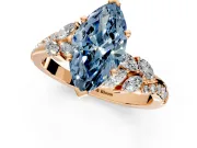 Solitaire Engagement Ring Setting for Fancy Blue Marquise Center with Marquise Accent Twist Band and Prong Head in Rose Gold