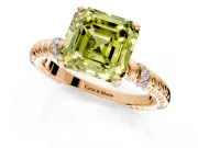Rope Engagement Ring Setting for Fancy Yellow Asscher Cut Center with Accent Shoulders and Prong Head in Rose Gold