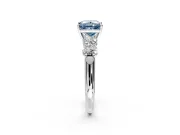 5 Stone Engagement Ring Setting for Fancy Blue Princess Cut Center with Graduated Accents and Prong Head in Platinum