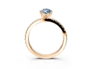 Solitaire Engagement Ring Setting for Fancy Blue Pear-Shaped Center with Fine Pave Band and Claw Prong Head in Rose Gold