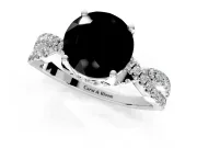 Solitaire Engagement Ring Setting for Fancy Black Round Cut Center with Narrow Twist Pave Band and Prong Head in Platinum