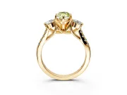 3 Stone Engagement Ring Setting for Fancy Yellow Marquise Center with Crossover Basket, Pave Band and Prong Head in Yellow Gold