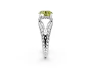 Halo Engagement Ring Setting for Fancy Yellow Round Cut Center with Rope Twist Split Shank and Prong Head in Platinum