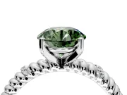 Rope Engagement Ring Setting for Fancy Green Round Cut Center with Accent Shoulders and Prong Head in Sterling Silver