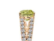 Solitaire Engagement Ring Setting for Fancy Yellow Cushion Cut Center with Pave Split Shank and Prong Head in Rose Gold