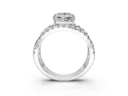 Solitaire Engagement Ring Setting for Princess Cut Center with Wide-Open Split Shank and Prong Head in Sterling Silver