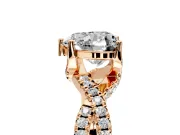 Solitaire Engagement Ring Setting for Heart-Shaped Center with Narrow Twist Pave Band and Prong Head in Rose Gold