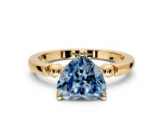 Solitaire Engagement Ring Setting for Fancy Blue Heart-Shaped Center with Beaded Shoulders and Prong Head in Yellow Gold