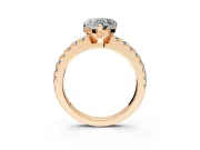 Solitaire Engagement Ring Setting for Heart-Shaped Center with Single Row Accent Band and Prong Head in Rose Gold