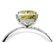 Solitaire Engagement Ring Setting for Fancy Yellow Princess Cut Center with Fine Pave Band and Prong Head in Sterling Silver