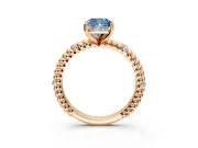 Rope Engagement Ring Setting for Fancy Blue Cushion Cut Center with Accent Shoulders and Prong Head in Rose Gold