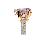 Solitaire Engagement Ring Setting for Fancy Pink Pear-Shaped Center with Widening Pave Band and Claw Prong Head in Rose Gold
