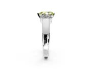 Solitaire Engagement Ring Setting for Fancy Yellow Pear-Shaped Center with Wide Band, Pave Collar and Prong Head in Platinum
