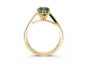 Solitaire Engagement Ring Setting for Fancy Green Cushion Cut Center with Tapered Split Shoulders and Prong Head in Yellow Gold