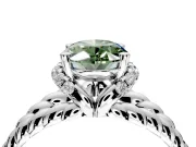 Halo Engagement Ring Setting for Fancy Green Oval Center with Rope Twist Split Shank and Prong Head in Platinum