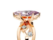 Solitaire Engagement Ring Setting for Fancy Pink Marquise Center with Criss-Cross Accent Band and Prong Head in Rose Gold