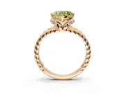 Halo Engagement Ring Setting for Fancy Yellow Heart-Shaped Center with Rope Twist Split Shank and Prong Head in Rose Gold