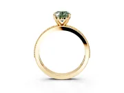 Milgrain Pave Engagement Ring Setting for Fancy Green Oval Center with Accent Band and Prong Head in Yellow Gold