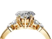 Solitaire Engagement Ring Setting for Heart-Shaped Center with Marquise Flower Shoulders and Prong Head in Yellow Gold
