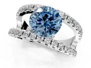 Solitaire Engagement Ring Setting for Fancy Blue Round Cut Center with Wide-Open Split Shank and Prong Head in White Gold