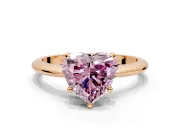 Solitaire Engagement Ring Setting for Fancy Pink Heart-Shaped Center with Knife Ridge Band and Claw Prong Head in Rose Gold