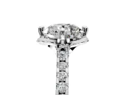Floral Engagement Ring Setting for Round Cut Center with Pave Band and Floral Prong Head in Platinum