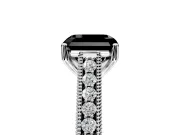 Solitaire Engagement Ring Setting for Fancy Black Asscher Cut Center with Engraved Pave Band and Prong Head in White Gold