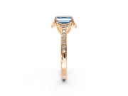 Floral Engagement Ring Setting for Fancy Blue Asscher Cut Center with Four Accent Clusters and Prong Head in Rose Gold