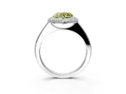 Halo Engagement Ring Setting for Fancy Yellow Heart-Shaped Center with Plain Tapered Band and Prong Head in Sterling Silver
